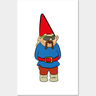 Gnome in speed sunnies with moustache and mullet Posters and Art